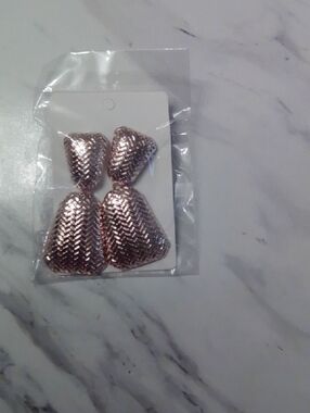 Rose Gold Woven Statement Drop Earrings - Women Accessories